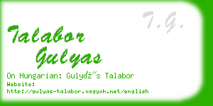 talabor gulyas business card